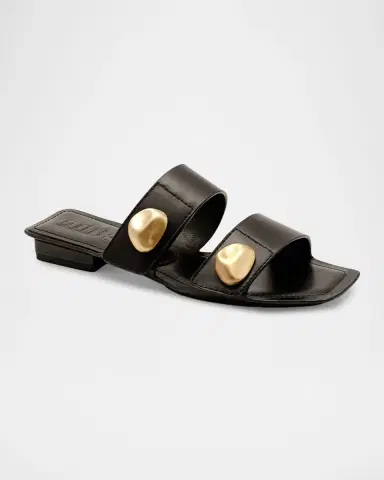 Cult Gaia Ezra Leather Flat Slide Sandals | Thumbnail 2 Cult Gaia Ezra Leather Flat Slide Sandals | Thumbnail 2