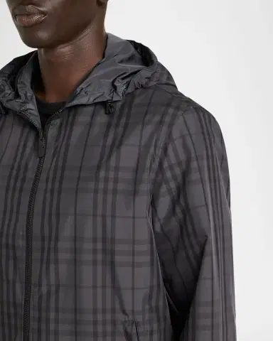 Burberry Men's Reversible Check Newport Hooded Jacket | Thumbnail 4 Burberry Men's Reversible Check Newport Hooded Jacket | Thumbnail 4