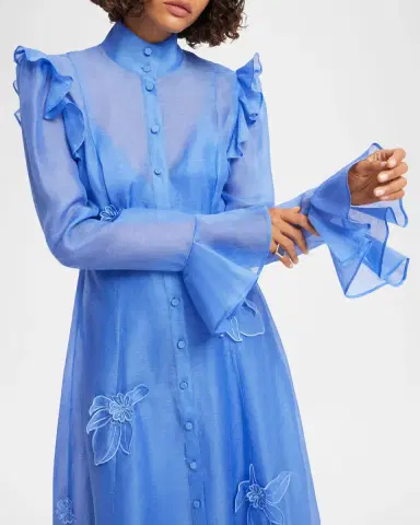 LEO LIN Katrina Applique Butterfly-Sleeve Belted Midi Dress | Thumbnail 5 LEO LIN Katrina Applique Butterfly-Sleeve Belted Midi Dress | Thumbnail 5