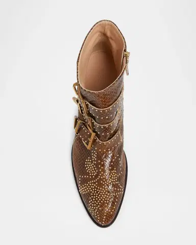 Chloé Susanna Studded Python-Effect Leather Ankle Boots | Thumbnail 3 Chloé Susanna Studded Python-Effect Leather Ankle Boots | Thumbnail 3
