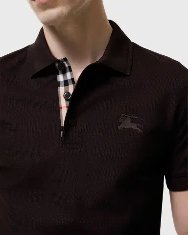 Burberry Men's Eddie Check-Placket Cotton Polo Shirt | Thumbnail 2 Burberry Men's Eddie Check-Placket Cotton Polo Shirt | Thumbnail 2