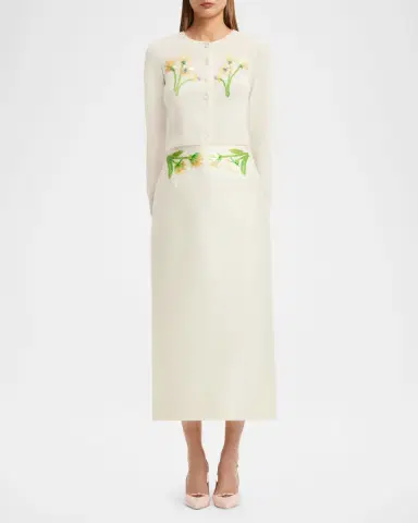 LEO LIN Quinn Embellished Silk-Wool Midi Skirt | Thumbnail 2 LEO LIN Quinn Embellished Silk-Wool Midi Skirt | Thumbnail 2