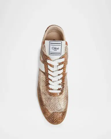 Chloé Kick Snake-Embossed Leather Low-Top Sneakers | Thumbnail 3 Chloé Kick Snake-Embossed Leather Low-Top Sneakers | Thumbnail 3