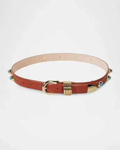 Déhanche Hollyhock Stone Tiger's Eye & 24K Gold-Plated Leather Belt | Thumbnail 2 Déhanche Hollyhock Stone Tiger's Eye & 24K Gold-Plated Leather Belt | Thumbnail 2