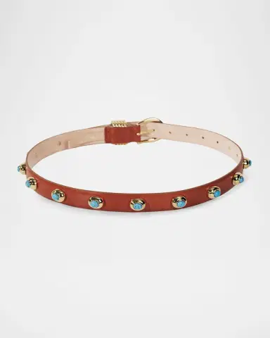Déhanche Hollyhock Stone Tiger's Eye & 24K Gold-Plated Leather Belt | Thumbnail 3 Déhanche Hollyhock Stone Tiger's Eye & 24K Gold-Plated Leather Belt | Thumbnail 3