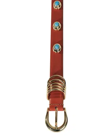 Déhanche Hollyhock Stone Tiger's Eye & 24K Gold-Plated Leather Belt | Thumbnail 1 Déhanche Hollyhock Stone Tiger's Eye & 24K Gold-Plated Leather Belt | Thumbnail 1