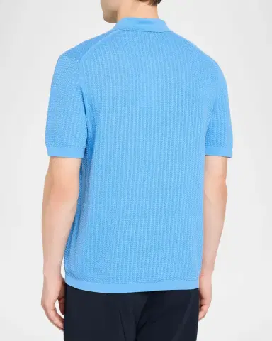Theory Men's Cotton Cable Knit Polo Shirt | Thumbnail 3 Theory Men's Cotton Cable Knit Polo Shirt | Thumbnail 3