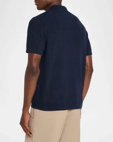 Theory Men's Cotton Cable Knit Polo Shirt | Thumbnail 3 Theory Men's Cotton Cable Knit Polo Shirt | Thumbnail 3