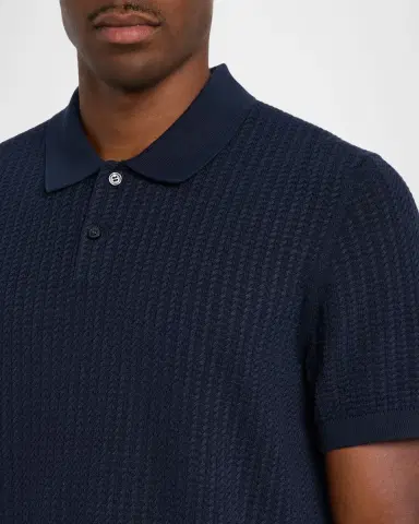 Theory Men's Cotton Cable Knit Polo Shirt | Thumbnail 5 Theory Men's Cotton Cable Knit Polo Shirt | Thumbnail 5