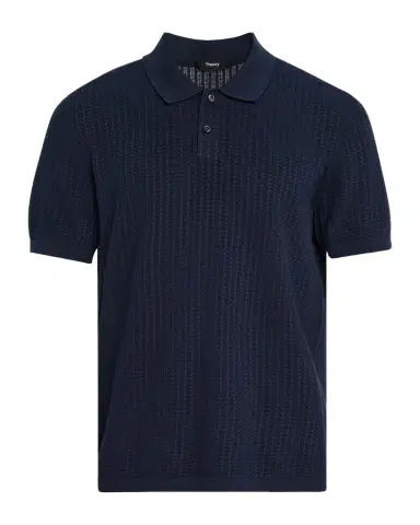 Theory Men's Cotton Cable Knit Polo Shirt | Thumbnail 1 Theory Men's Cotton Cable Knit Polo Shirt | Thumbnail 1