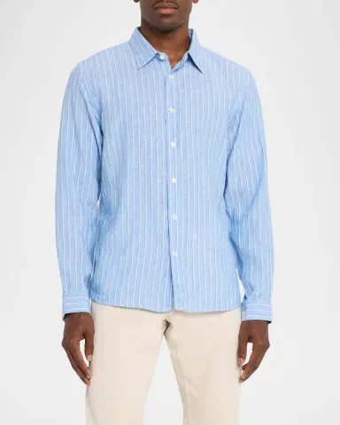 Theory Men's Irving Grid Check Linen Shirt | Thumbnail 4 Theory Men's Irving Grid Check Linen Shirt | Thumbnail 4