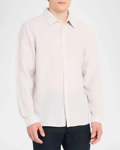 Theory Men's Irving Grid Check Linen Shirt | Thumbnail 4 Theory Men's Irving Grid Check Linen Shirt | Thumbnail 4