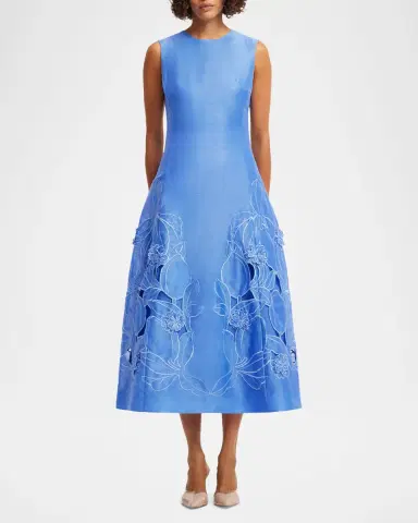 LEO LIN Cleo Floral Applique Sleeveless Midi Dress | Thumbnail 2 LEO LIN Cleo Floral Applique Sleeveless Midi Dress | Thumbnail 2