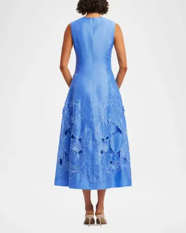 LEO LIN Cleo Floral Applique Sleeveless Midi Dress | Thumbnail 3 LEO LIN Cleo Floral Applique Sleeveless Midi Dress | Thumbnail 3