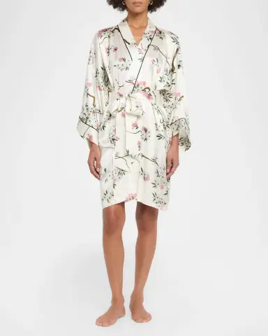 Olivia von Halle Mimi Ana Blossom-Print Silk Robe | Thumbnail 2 Olivia von Halle Mimi Ana Blossom-Print Silk Robe | Thumbnail 2