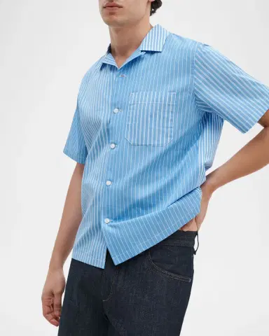 rag & bone Men's Avery Poplin Stripe Short-Sleeve Shirt | Thumbnail 4 rag & bone Men's Avery Poplin Stripe Short-Sleeve Shirt | Thumbnail 4