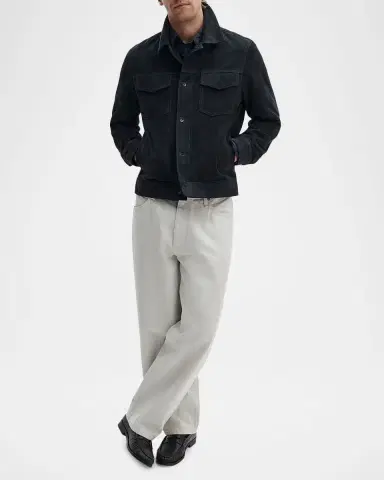 rag & bone Men 's Suede Classic-Fit Trucker Jacket | Thumbnail 2 rag & bone Men 's Suede Classic-Fit Trucker Jacket | Thumbnail 2
