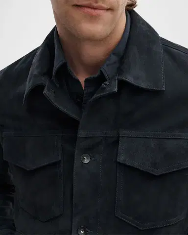 rag & bone Men 's Suede Classic-Fit Trucker Jacket | Thumbnail 5 rag & bone Men 's Suede Classic-Fit Trucker Jacket | Thumbnail 5