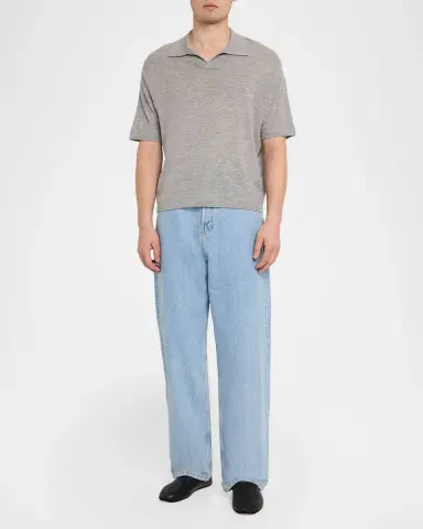 Frame Men's Wool and Cashmere Johnny Collar Short-Sleeve Polo Sweater | Thumbnail 2 Frame Men's Wool and Cashmere Johnny Collar Short-Sleeve Polo Sweater | Thumbnail 2