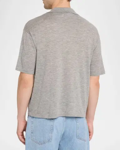 Frame Men's Wool and Cashmere Johnny Collar Short-Sleeve Polo Sweater | Thumbnail 3 Frame Men's Wool and Cashmere Johnny Collar Short-Sleeve Polo Sweater | Thumbnail 3