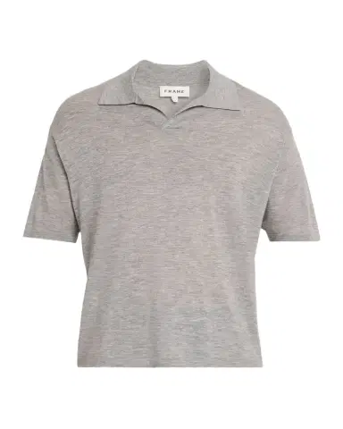 Frame Men's Wool and Cashmere Johnny Collar Short-Sleeve Polo Sweater | Thumbnail 1 Frame Men's Wool and Cashmere Johnny Collar Short-Sleeve Polo Sweater | Thumbnail 1