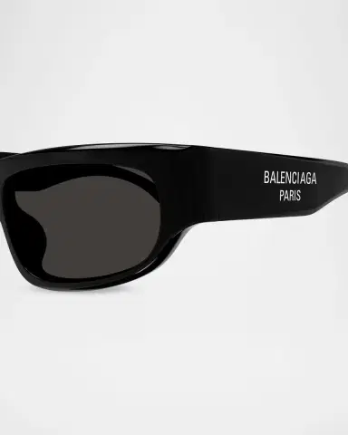 Balenciaga Men's Acetate and Bio Nylon Rectangle Sunglasses | Thumbnail 2 Balenciaga Men's Acetate and Bio Nylon Rectangle Sunglasses | Thumbnail 2