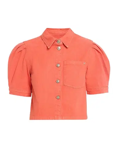 Cinq à Sept Halsie Puff-Sleeve Stretch-Cotton Denim Crop Shirt | Thumbnail 1 Cinq à Sept Halsie Puff-Sleeve Stretch-Cotton Denim Crop Shirt | Thumbnail 1