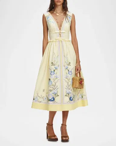 Self-Portrait Floral Cotton Midi Dress | Thumbnail 2 Self-Portrait Floral Cotton Midi Dress | Thumbnail 2