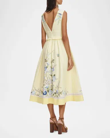 Self-Portrait Floral Cotton Midi Dress | Thumbnail 3 Self-Portrait Floral Cotton Midi Dress | Thumbnail 3