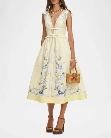 Self-Portrait Floral Cotton Midi Dress | Thumbnail 4 Self-Portrait Floral Cotton Midi Dress | Thumbnail 4