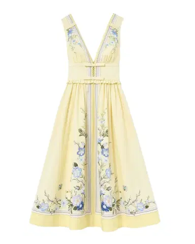 Self-Portrait Floral Cotton Midi Dress | Thumbnail 1 Self-Portrait Floral Cotton Midi Dress | Thumbnail 1