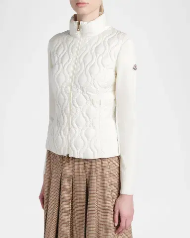 Moncler Cotton Padded Zip-Up Cardigan | Thumbnail 4 Moncler Cotton Padded Zip-Up Cardigan | Thumbnail 4