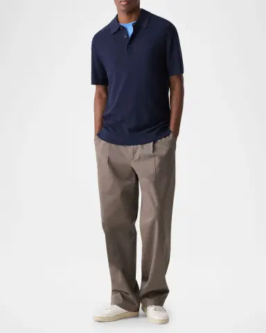 Theory Men's Silk-Cotton Polo Shirt | Thumbnail 2 Theory Men's Silk-Cotton Polo Shirt | Thumbnail 2