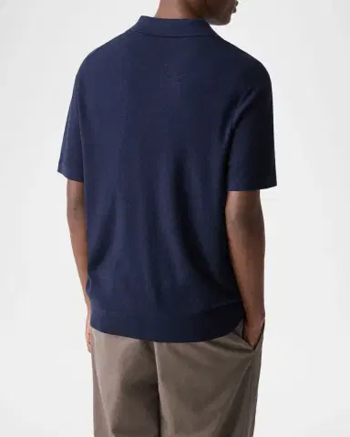 Theory Men's Silk-Cotton Polo Shirt | Thumbnail 3 Theory Men's Silk-Cotton Polo Shirt | Thumbnail 3