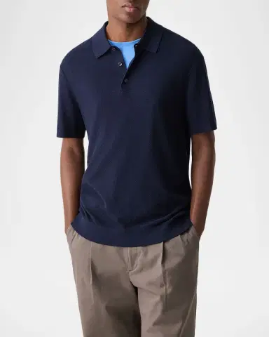 Theory Men's Silk-Cotton Polo Shirt | Thumbnail 4 Theory Men's Silk-Cotton Polo Shirt | Thumbnail 4