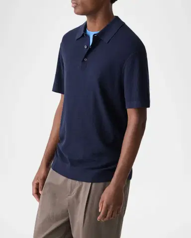 Theory Men's Silk-Cotton Polo Shirt | Thumbnail 6 Theory Men's Silk-Cotton Polo Shirt | Thumbnail 6