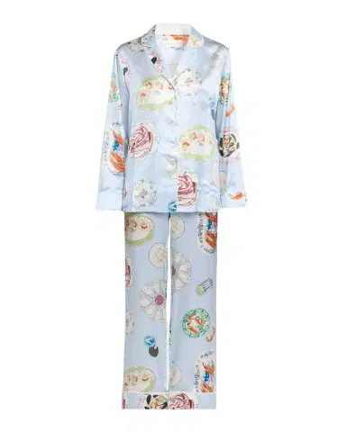 Olivia von Halle Lila Cadiz Seafood-Print Silk Satin Pajama Set | Thumbnail 1 Olivia von Halle Lila Cadiz Seafood-Print Silk Satin Pajama Set | Thumbnail 1