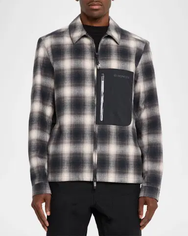 Moncler Grenoble Men's Plaid Mixed-Media Jacket | Thumbnail 4 Moncler Grenoble Men's Plaid Mixed-Media Jacket | Thumbnail 4