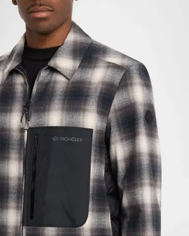 Moncler Grenoble Men's Plaid Mixed-Media Jacket | Thumbnail 5 Moncler Grenoble Men's Plaid Mixed-Media Jacket | Thumbnail 5