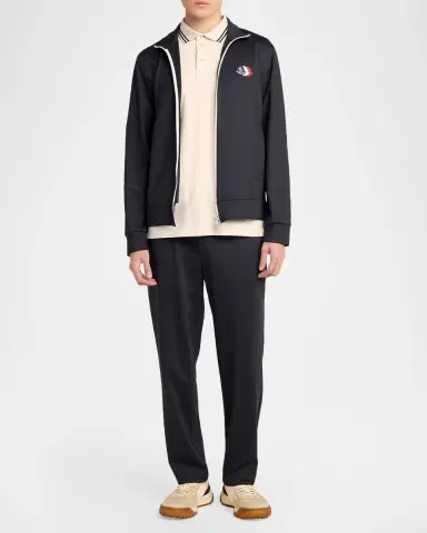 Moncler Men's Striped Cotton Pique Polo Shirt | Thumbnail 2 Moncler Men's Striped Cotton Pique Polo Shirt | Thumbnail 2