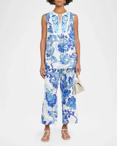 Johnny Was Embroidered Floral-Print Linen Tank Top | Thumbnail 2 Johnny Was Embroidered Floral-Print Linen Tank Top | Thumbnail 2