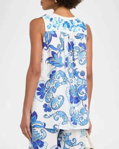Johnny Was Embroidered Floral-Print Linen Tank Top | Thumbnail 3 Johnny Was Embroidered Floral-Print Linen Tank Top | Thumbnail 3