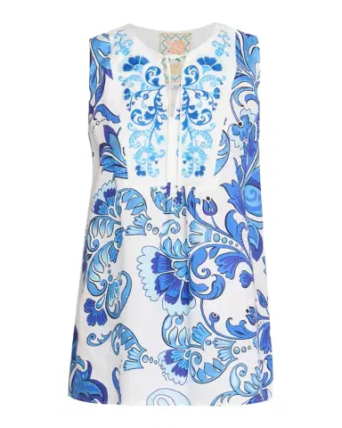 Johnny Was Embroidered Floral-Print Linen Tank Top | Thumbnail 1 Johnny Was Embroidered Floral-Print Linen Tank Top | Thumbnail 1