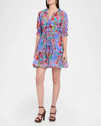 Johnny Was Suzy Floral-Print Ruffle Mini Dress | Thumbnail 4 Johnny Was Suzy Floral-Print Ruffle Mini Dress | Thumbnail 4