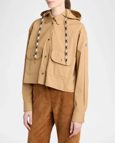 Moncler Cotton Blend Hooded Shirt Jacket | Thumbnail 4 Moncler Cotton Blend Hooded Shirt Jacket | Thumbnail 4
