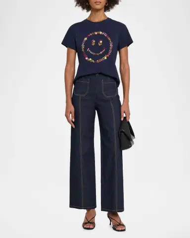 Cinq à Sept Wildflower Embroidered Shrunken Tee | Thumbnail 2 Cinq à Sept Wildflower Embroidered Shrunken Tee | Thumbnail 2