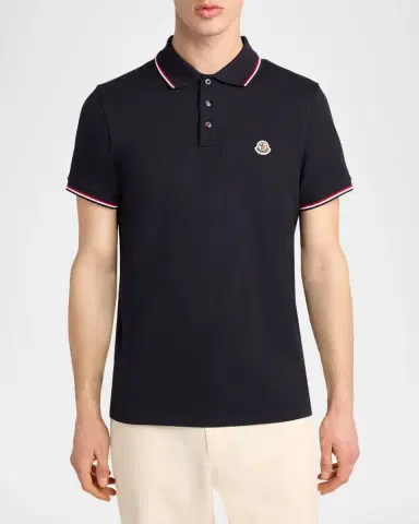 Moncler en's Striped-Trim Cotton Pique Polo Shirt | Thumbnail 4 Moncler en's Striped-Trim Cotton Pique Polo Shirt | Thumbnail 4