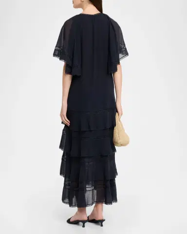 Dorothee Schumacher Dreamful Volumes Tiered Lace-Trim Midi Dress | Thumbnail 3 Dorothee Schumacher Dreamful Volumes Tiered Lace-Trim Midi Dress | Thumbnail 3