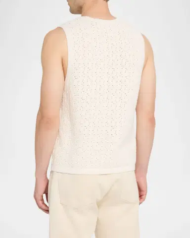 Frame Men's Open Knit Cotton-Blend Vest | Thumbnail 3 Frame Men's Open Knit Cotton-Blend Vest | Thumbnail 3
