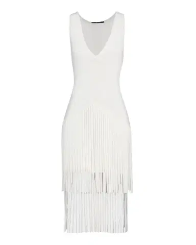 Toccin Patricia V-Neck Seamed Midi Dress with Fringe | Thumbnail 1 Toccin Patricia V-Neck Seamed Midi Dress with Fringe | Thumbnail 1